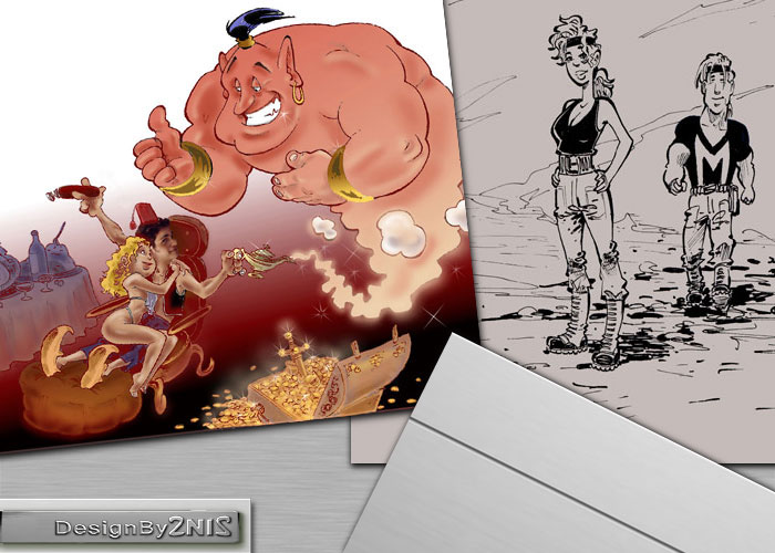 Dessin d'un G&eacute;nie r&eacute;alisant des voeux