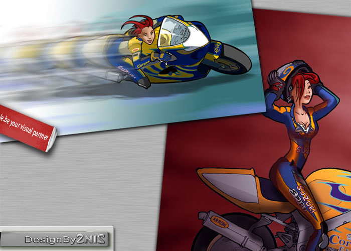 Dessins de filles &agrave; moto Suzuki