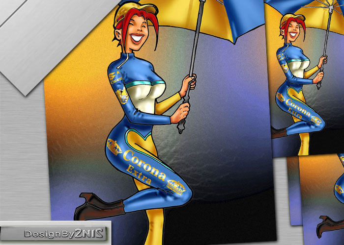 Dessin d'une jolie fille de paddock Corona Extra