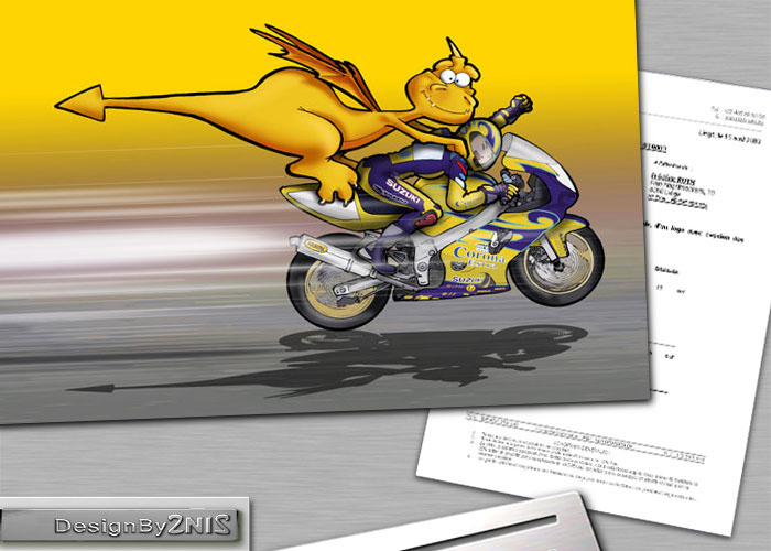 Dessin d'un dragon sympa sur moto Suzuki